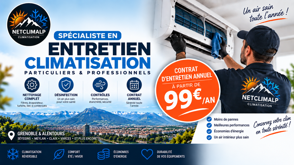 Entretien de climatisation à Grenoble par un professionnel